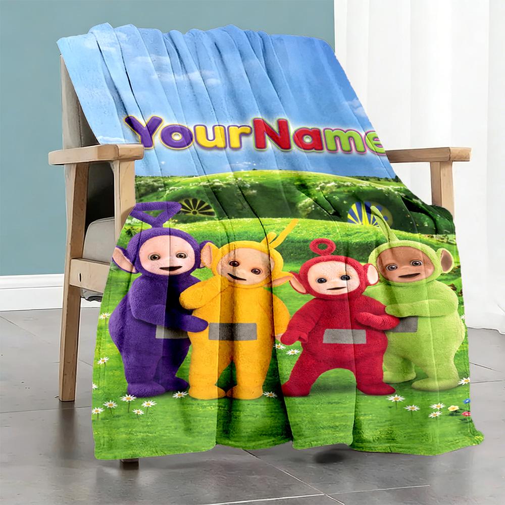 Teletubbies Customize Text Blanket Throw Personalized Blanket Warmthful Decor Great for Home Decor Chair Office Chair Living Room