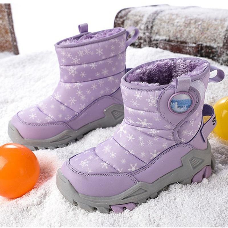Children's Snow Boots with Thick Waterproof Design, Boys' Anti-slip Cotton Shoes, Girls' Cotton Boots