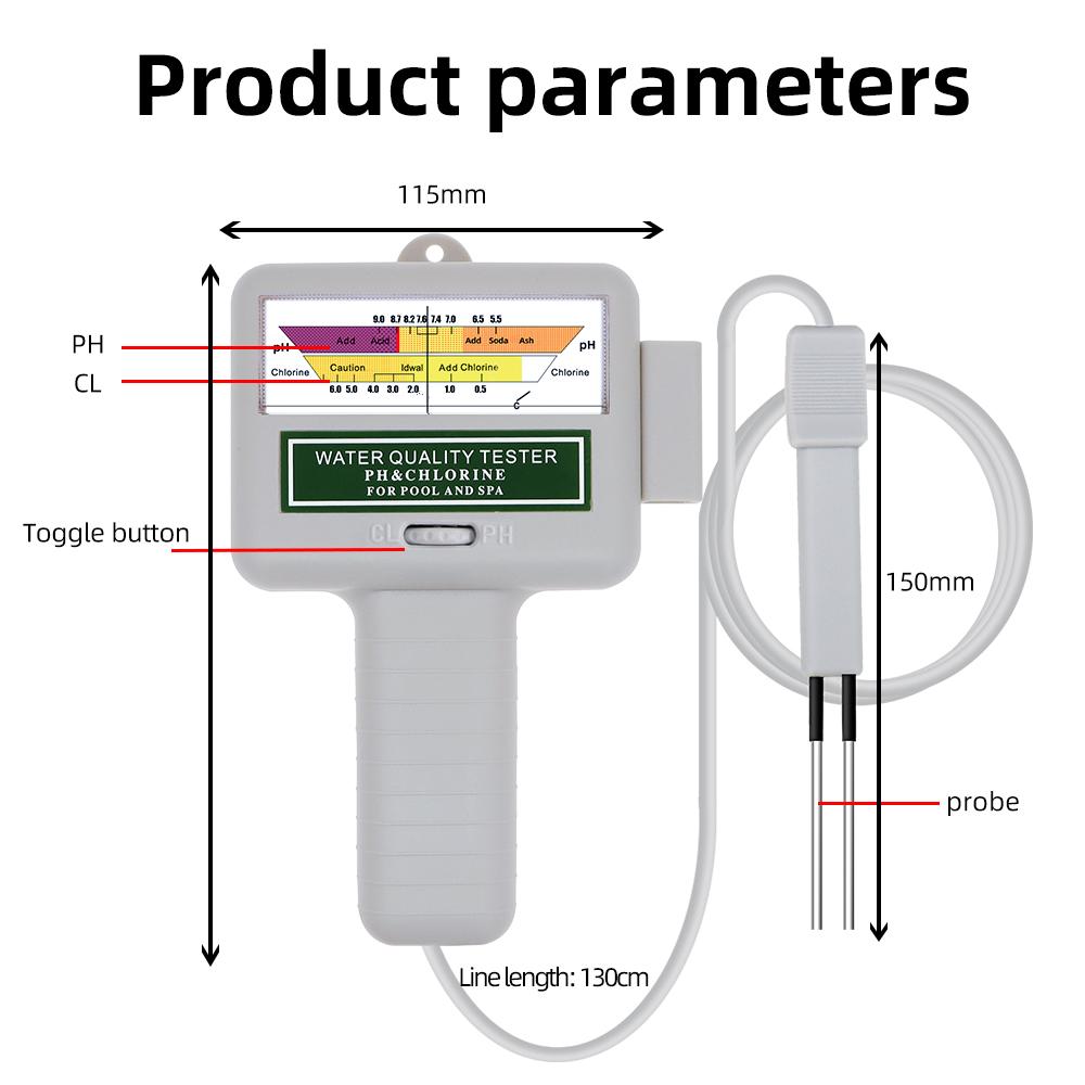 

2 in 1 PH Chlorine Meter CL2 Residual Chlorine Tester Portable 5.5-9.0pH Test PH Chlorine Water Quality Detector For Pool