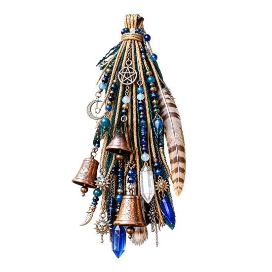 Regalo da Strega per Compleanno, Campanello da Porta da Strega Decorazione,acchiappasole Boho, Carillon a Vento Retrò, Carillon Stella Pentagramma Luna Decorazione per la Casa Ornamento da Appendere