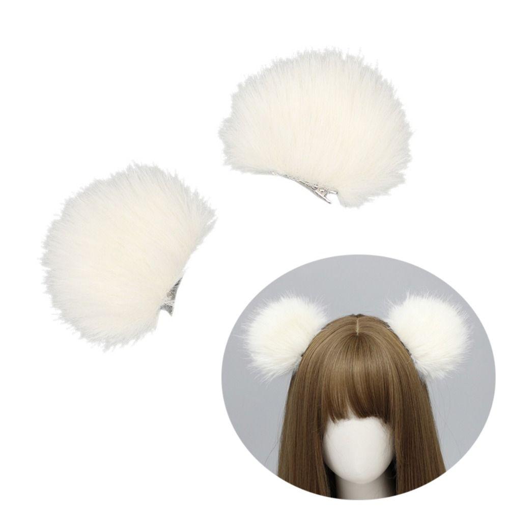 Plush Bear Ear Hair Clip Soft Cosplay Headwear Fashion Angel Headdress  Party Wear