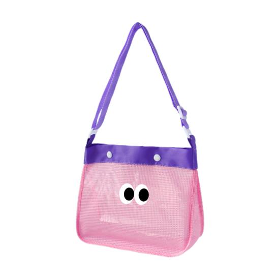 

Цветная сетчатая пляжная сумка с застежкой-молнией, большая вместительная сумка для морских ракушек, сумка для хранения пляжных игрушек с регулируемыми плечевыми ремнями розовый