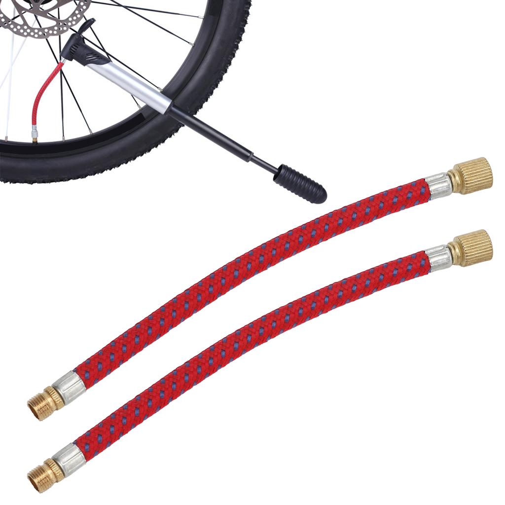 2pcs Bike Pump Extension Hose Increasing 16.6cm 6.5in Length Nylon Copper Materials Double Valve Design Inflator Tube