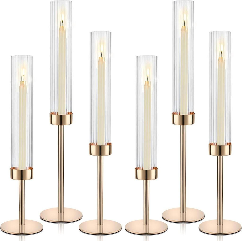 Gold Electroplated Iron Art Candlestick Set – Ideal for Weddings, Birthdays, and Home Decor