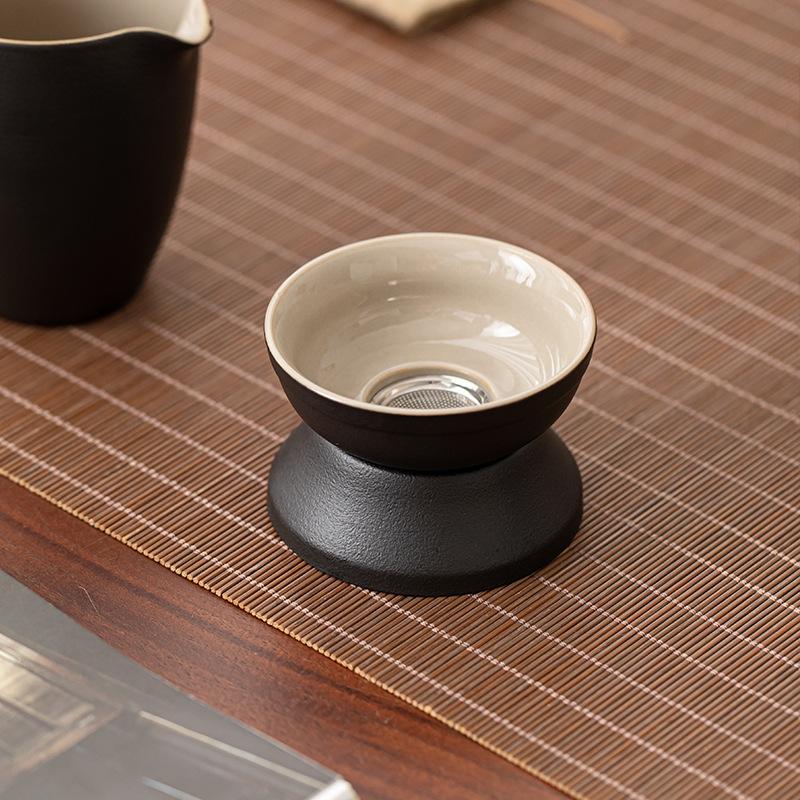 Tea Leak Holder, Tea Filter, Tea Filter, Tea Brewer, Separation, Tea Drinking Partition, Ceramic Tea Set, Tea Cup, Black Pottery, Antique Black.
