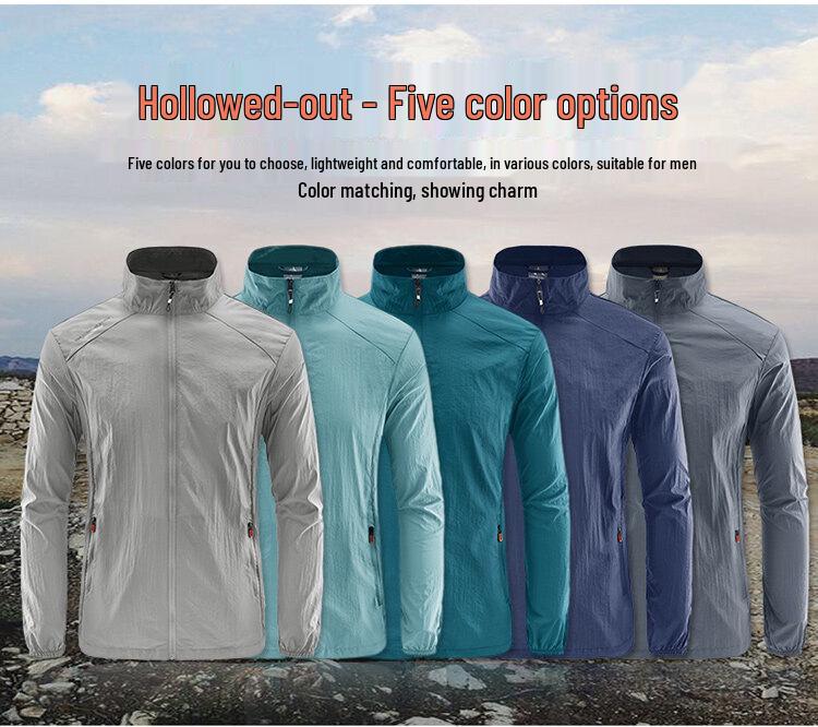 Men's Lightweight Summer Sun Protection Jacket with Stand-up Collar - Breathable, Thin Skin Coat for Outdoor Sports