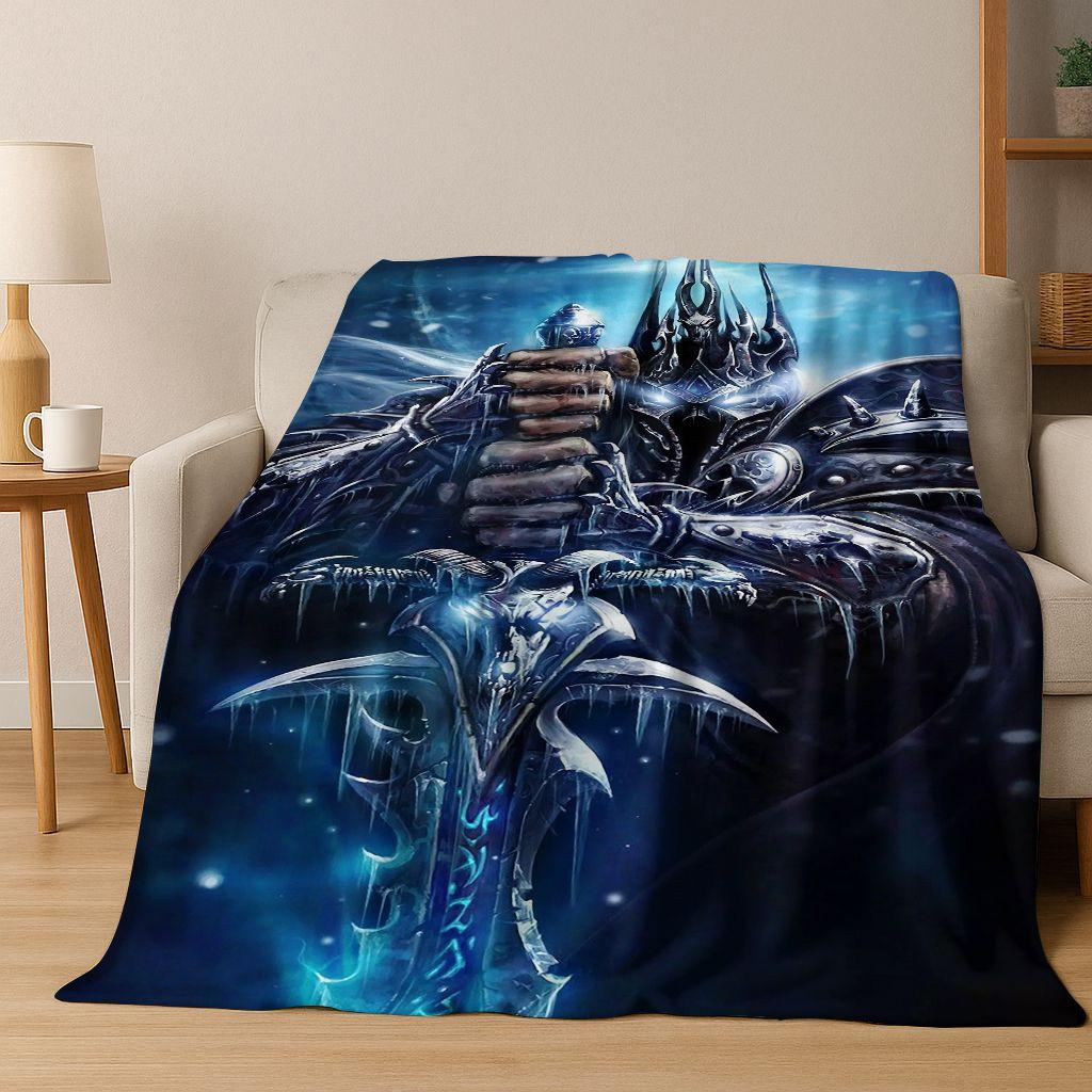 WOW World of Warcraft Arthas Demon Illidan Sylvanas Flannel Blanket,Cozy Soft Throw Blanket for Home Bedroom Bed Sofa Cover Gift