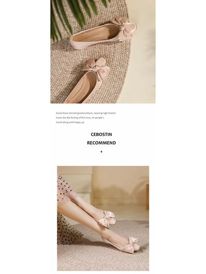 BEIJIANI Satin Mary Jane Flats mit eckiger Zehenpartie und Schleife mit klobigem Absatz für Damen - Frühjahrskollektion
