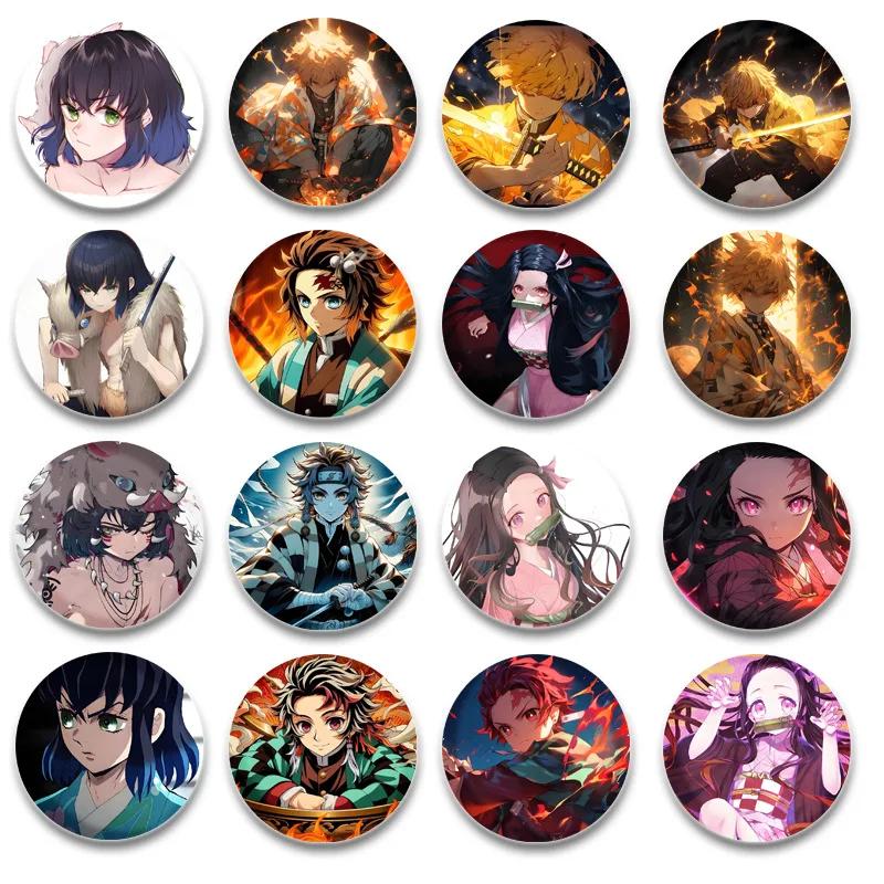Demon Slayer Kimetsu No Yaiba Anime Cosplay Badge Pin Brooch Metal Enamel Pins Gifts For Fans Collection Merchandise Keychain