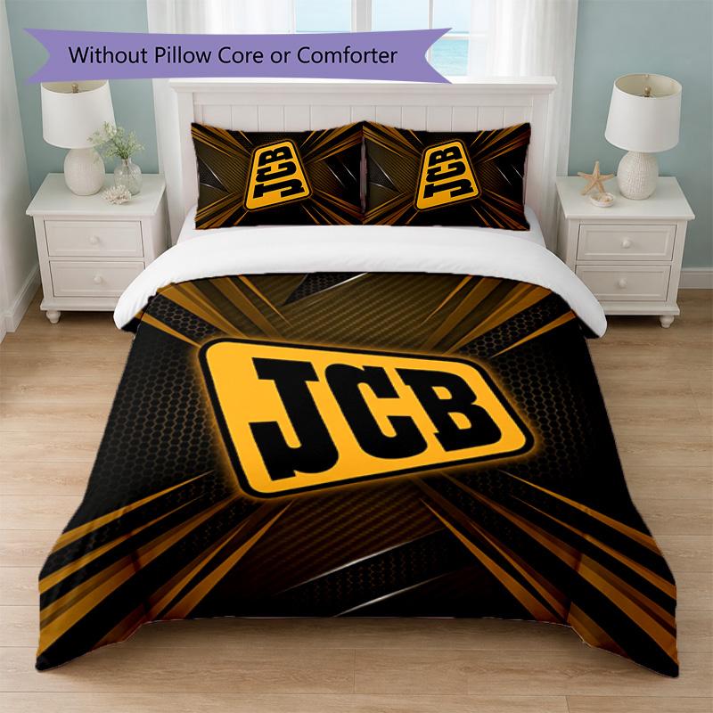 JCB Print 3Pcs Bedding Set Duvet Cover With Two Pillowcases Soft Bed Linen For Household Bedroom