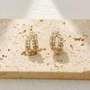 Elegant Pearl Zircon Stud Earrings Women Sterling Post Lightweight Fashion Jewelry Office Daily Wear