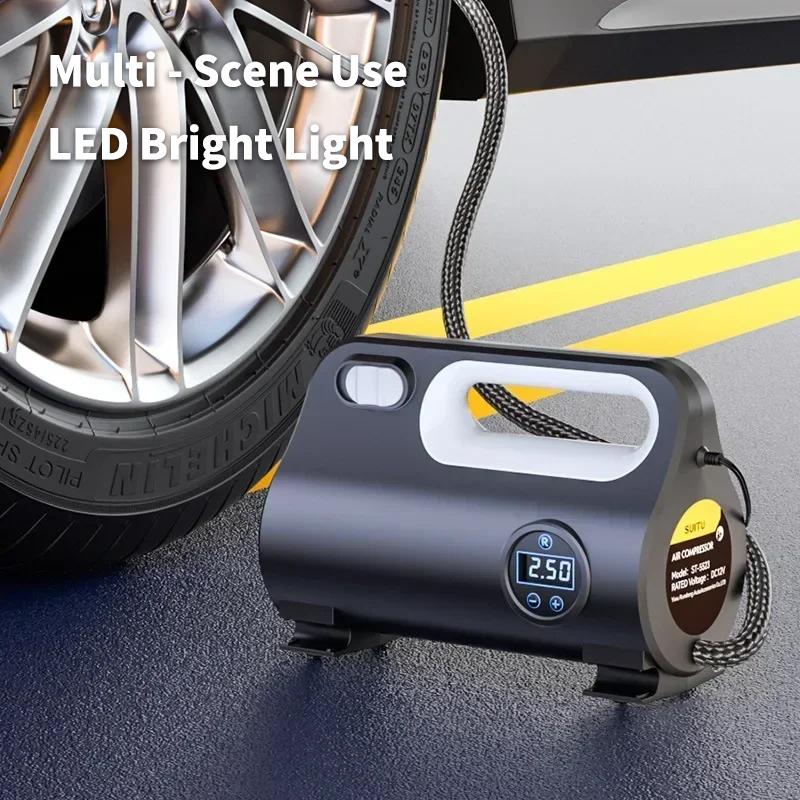 Smart Wireless Tire Inflator with LED Digital Display, Auto Stop Preset Pressure, Mini Portable for Car, Motorcycle, Bike, Ball