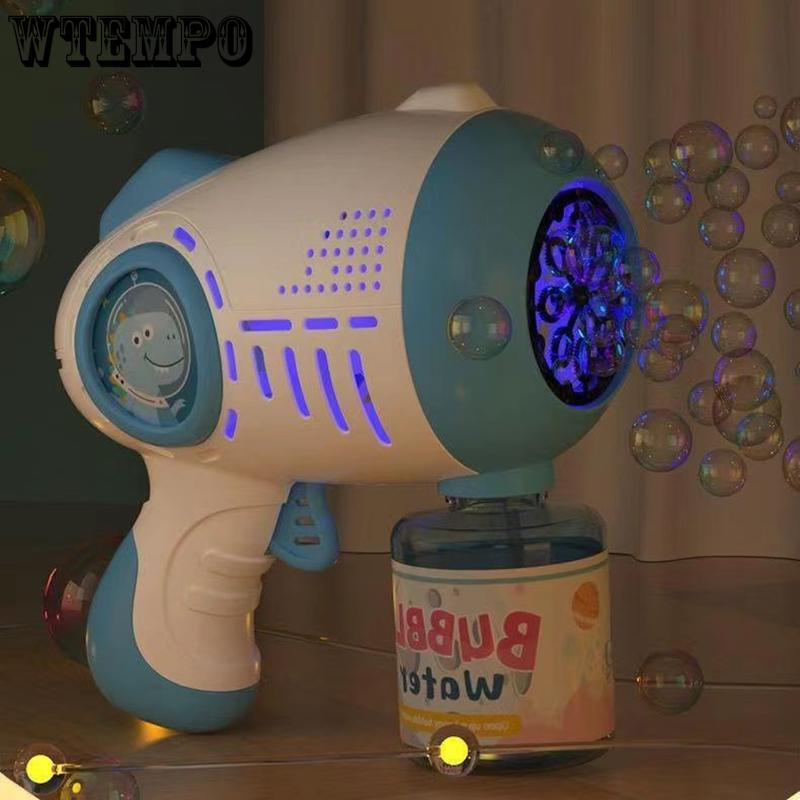 8-Loch-Blasenmaschine mit Lichtern, Seifenblasenpistole, Sommerspielzeug, Geschenk für Jungen und Mädchen, Kinder, Erwachsene, Geburtstag, Hochzeit, Party, drinnen und draußen, Spielaktivitäten