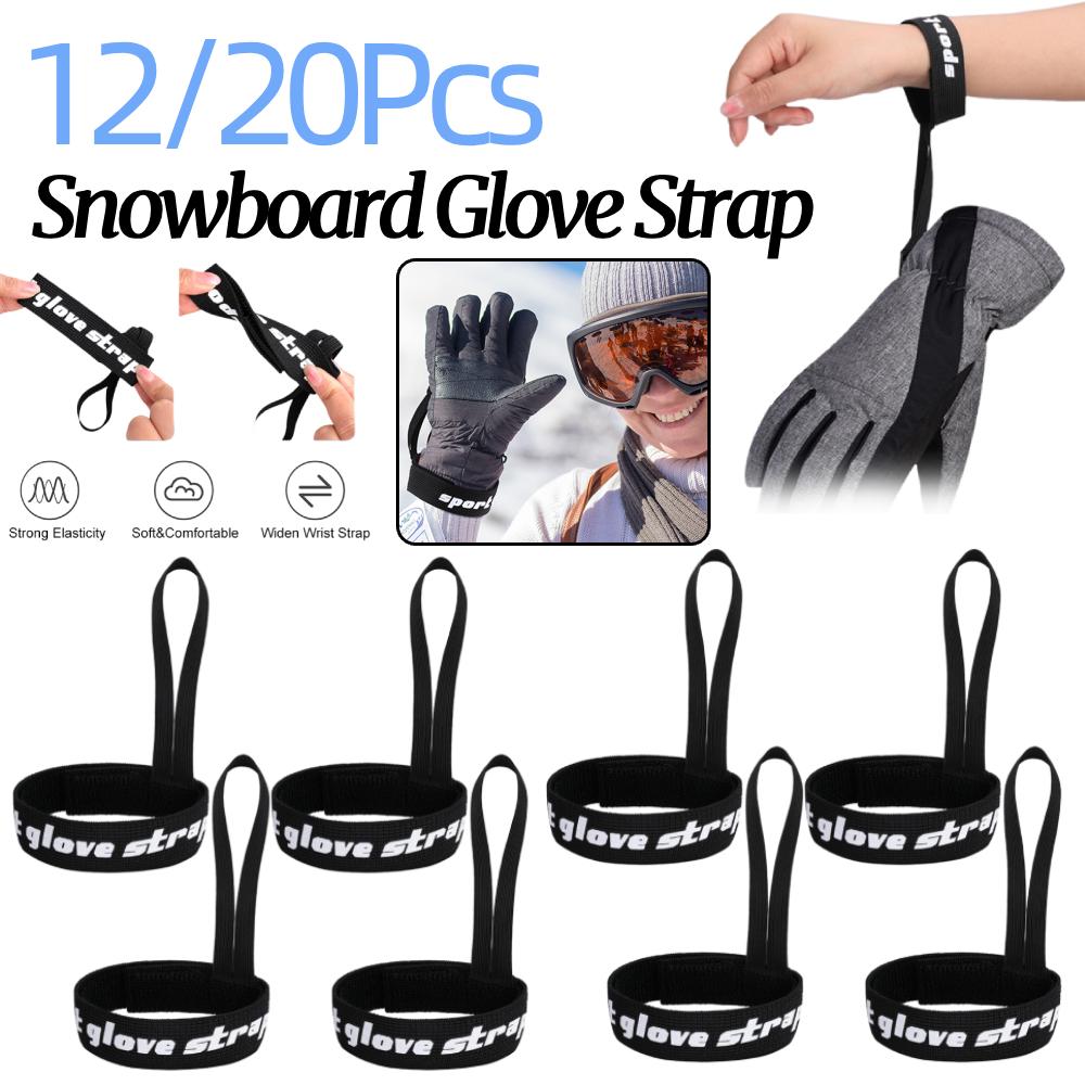 12/20Pcs Elastic Wrist Straps for Ski Snowboard Gloves Adjustable Ski Glove Lead for Men Women Sport Skiing Glove Safety Strap