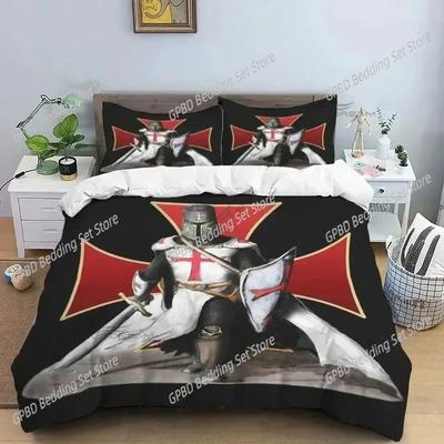 3D Print Medieval Knights Templar Bedding Set Bedroom Soft Modern Bedspreads Comefortable Duvet Cover Quilt Cover And Pillowcase