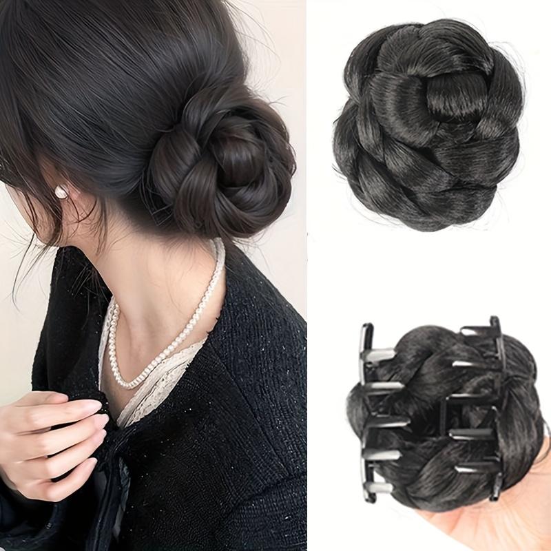 Synthetic Grab Clip Lazy Hair Braid Braided Bun Wig Women s Low-tie Meatball Head Heat-resistant Bun Hair Accessories