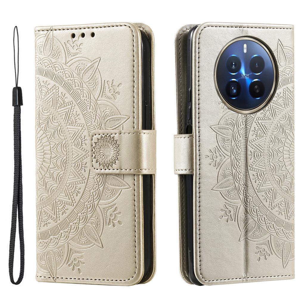 For Realme 12 Pro 5G/12 Pro+ 5G Case Imprinted Full Protection Leather Wallet Phone Cover with Strap