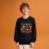 Kids' Fashion Loose-Fit Casual Long-Sleeve Christmas Print Oversized Crewneck Sweatshirt