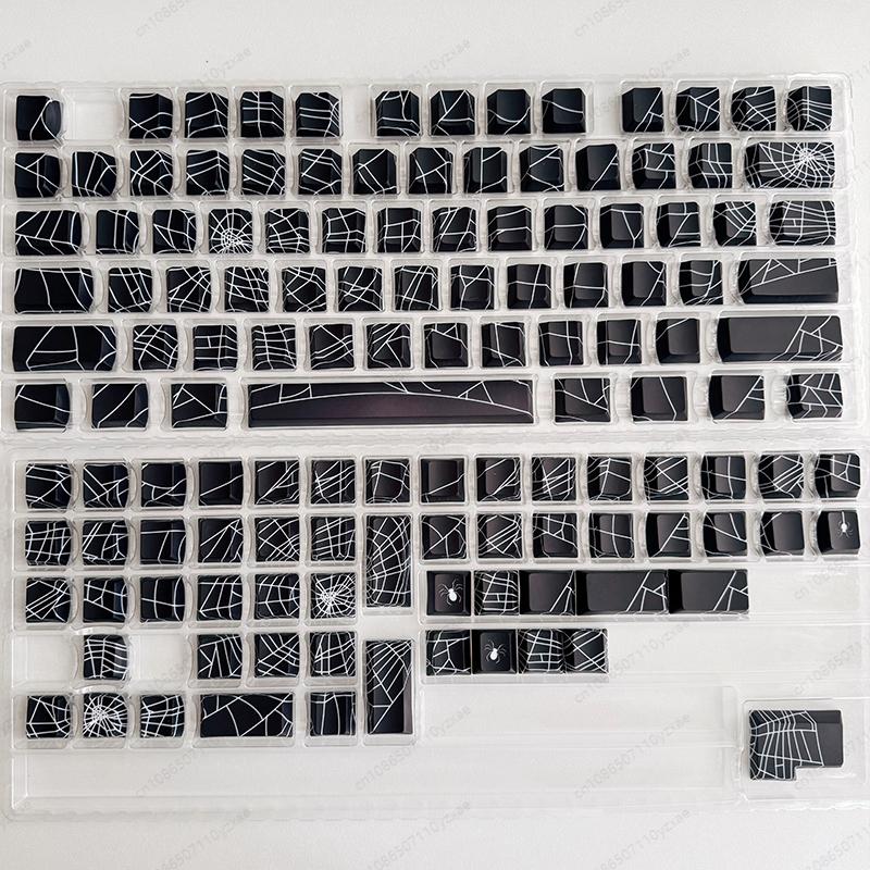 Spider Web Keycaps Side Print Shine-Through, PBT OEM Profile for 67/84/87/98 Key Custom Mechanical Keyboard