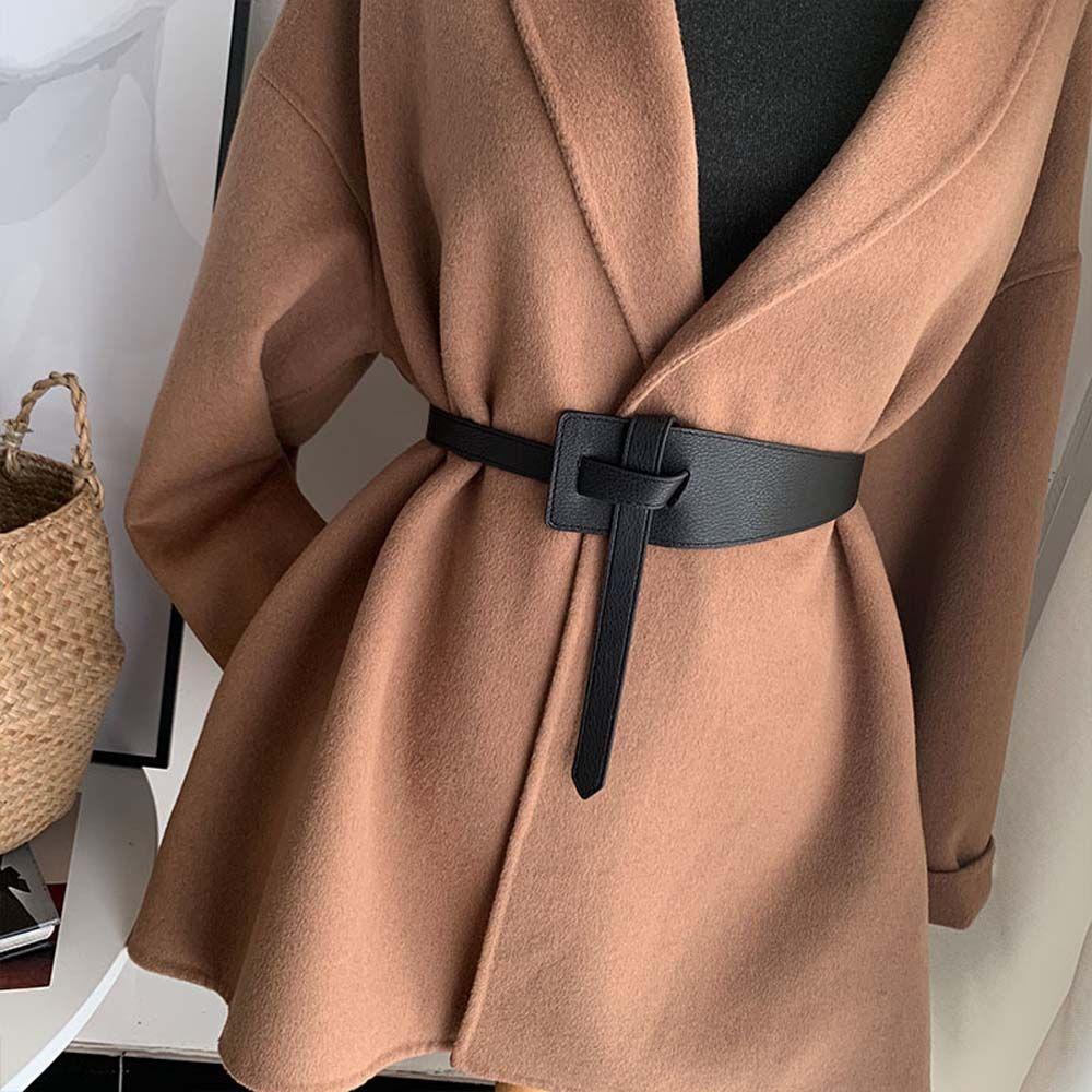 Coat Decorations Coat Knotted Thin Knotted Waist Strap Corset Belt PU Leather Belt Women Waistbands