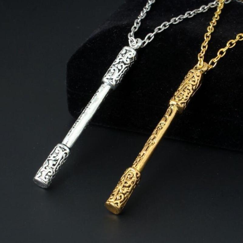 Guochao Medio~ Black Myth Wukong Ruyi Aro Dorado Colgante Punk Hip Hop Calle Tendencia Collar para Hombre