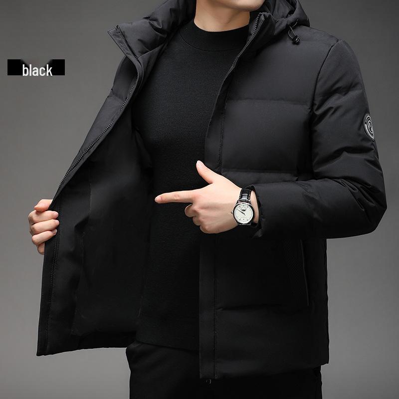 

Пуховик мужской с капюшоном от известного бренда - Зимнее теплое пальто для всех возрастов 4XL чёрный