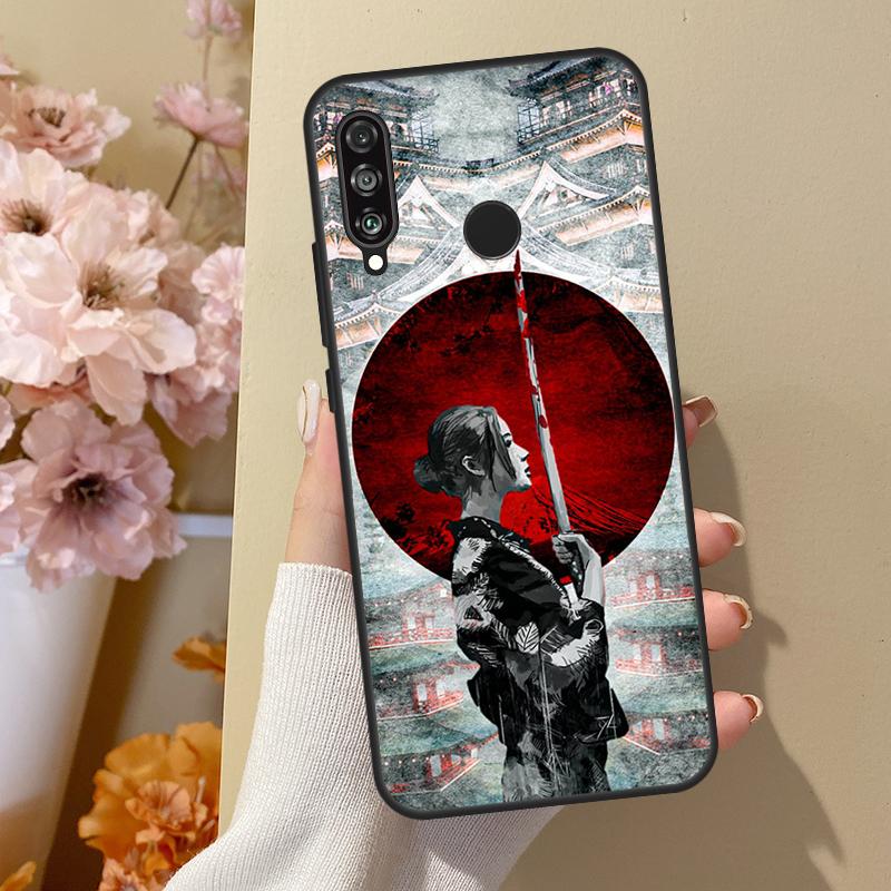 Japanese Samurai Warrior For Huawei Nova 12i 8i 11i 12s 9 10 SE Y60 Y70 Y90 Y72 Y73 Y61 Y91 P60 Pro P30 P40 Lite Case