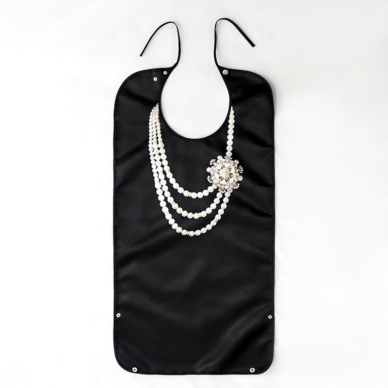 

1PC Rhinestone Pattern Adult Pearl Pattern Foldable Drool Towel Waterproof Bib Multifunctional Solid Color Oil Proof Accessories