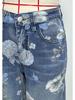 Cross2026 Florale High-Waist Wide-Leg Denim Capris für Damen
