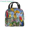 Large Lunch Bag Parrots On Branches Printed Insulated Lunch Box for Women and Men, Portable Lunch Box for Work Picnic Beach