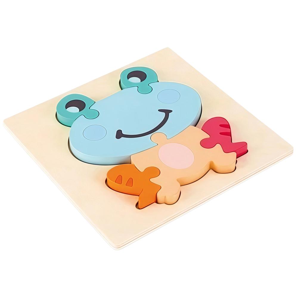 3D Children Wooden Puzzle Embedded Cartoon Animal Jigsaw Puzzles 2 In 1 Animal Cognition Early Learning Puzzle Set