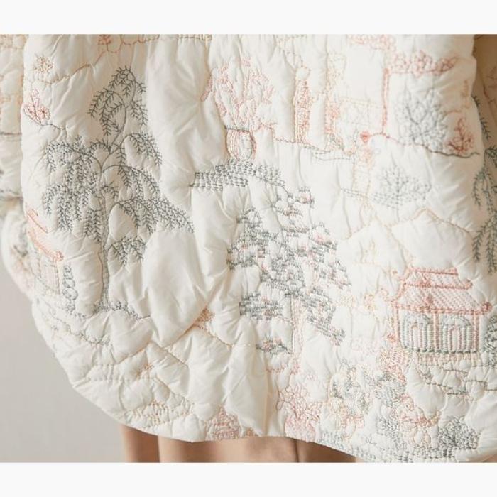 Vintage Chinesische Bestickte Baumwolljacke Damen Wintermantel Traditioneller Nationalstil Kleidung