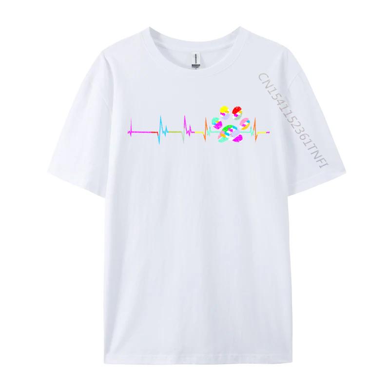 Dog Paw Print Heartbea Women Girls Mom Love Dogs Faddish Men Top T-Shirts Dog Paw Heartbeat Paw Heartbeat Tops T Shirt T-Shirts