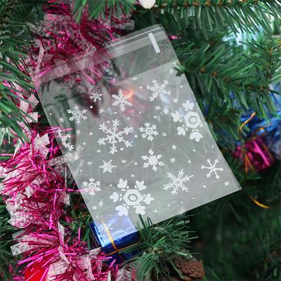 100pcs Transparent Gifts Wedding Favors Candy Bag Self-Adhesive Christmas Snowflake Cookie Package