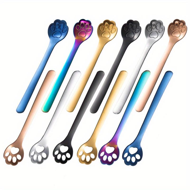 1PC Creative Cute Cat Claw Stainless Steel Spoon Hollow for Ice Cream Coffee Tea Dessert Spoon Kitchen Tableware Accessories