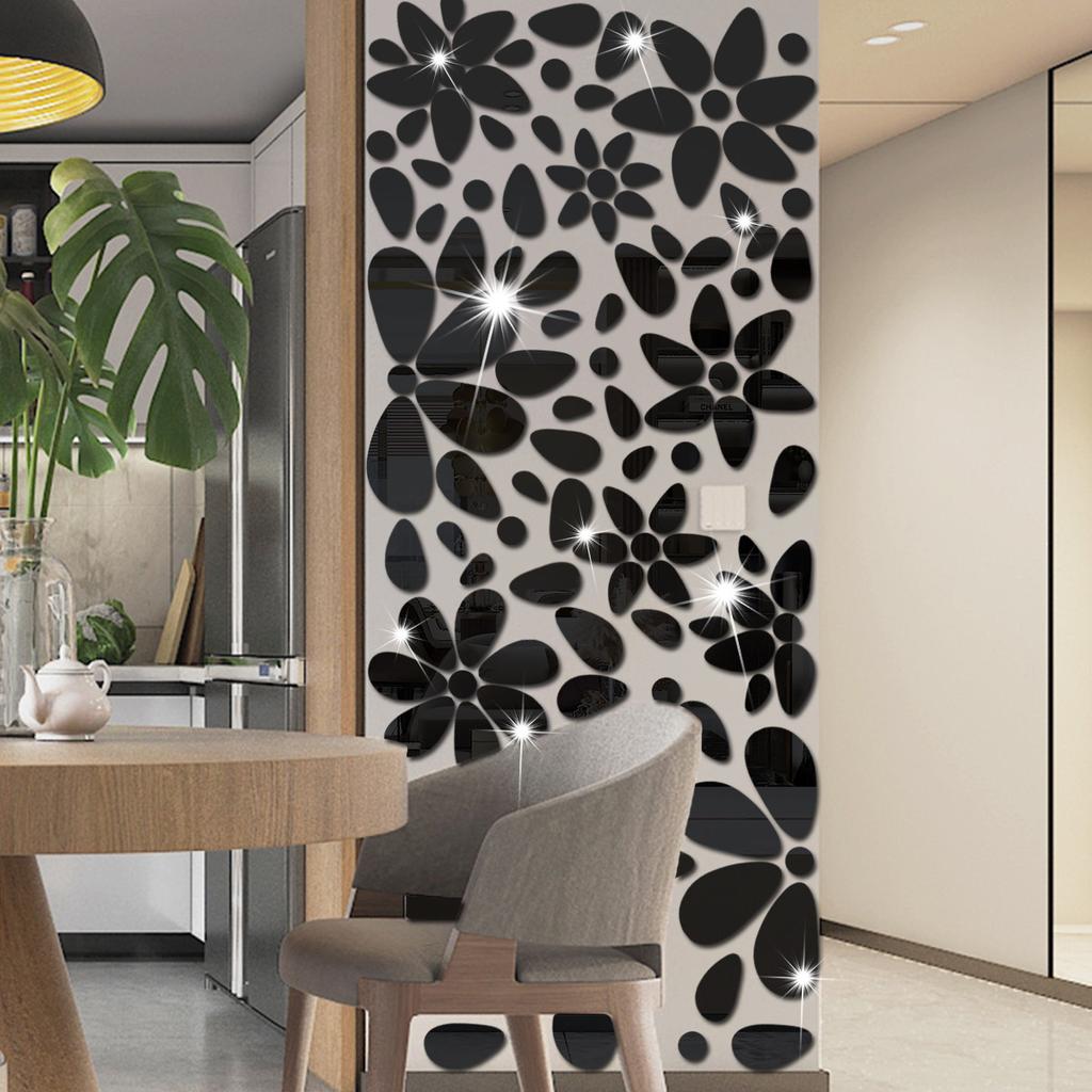 Adesivo de espelho em forma de seixo para fundo de parede de casa, sala de estar, quarto, adesivos