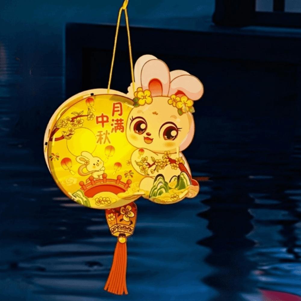 Glowing Mid-Autumn Festival Lantern Cartoon Lantern DIY Material Package Rabbit Lanterns  Gifts