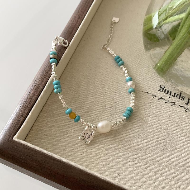 PANJBJ 925 Sterling Silver Double Layer Pearl Bracelet for Women Girl Design Bead Korean Sweet Jewelry Dropshipping