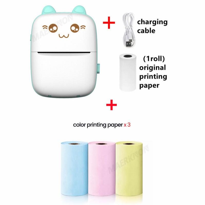 HD Mini Thermal Printer Portable Label Photo Printers Stickers Paper Inkless Wireless Cat Kid Impresora 200dpi Android IOS 57mm