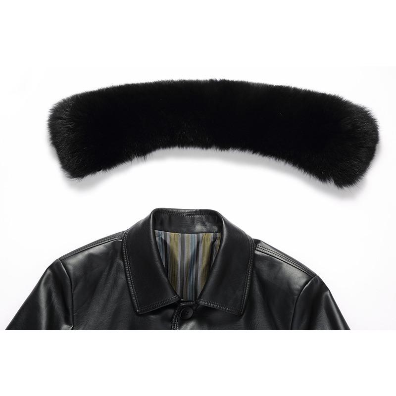 Winter New Leather Jacket for Middle-aged and Elderly Men Daddy Jacket Long Over-the-knee Plus Velvet and Thickened Casual Leather Coat