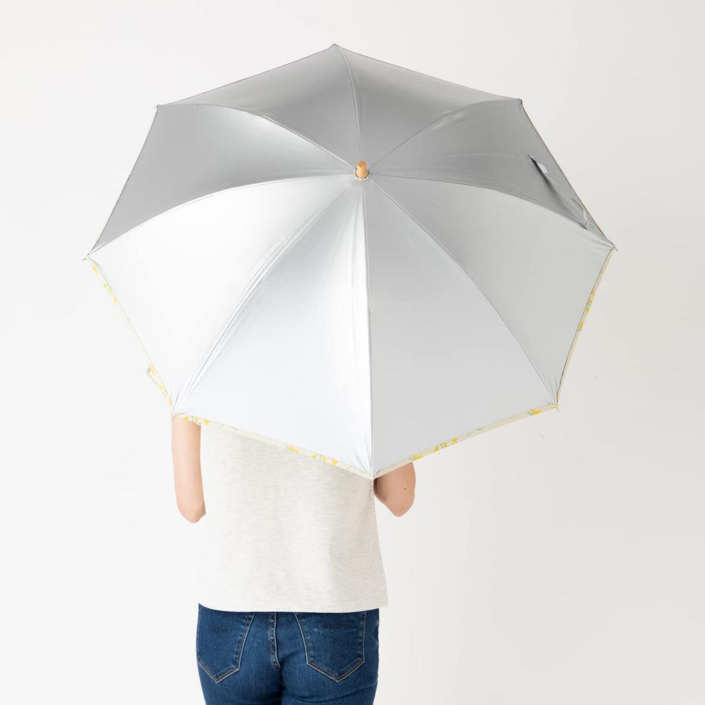 Parasol ze współczynnikiem ochrony UV wynoszącym lub więcej Współczynnik zacienienia wynoszący lub więcej Efekt osłony termicznej Na słoneczne i deszczowe dni Kompaktowy długi parasol Wzór kwiatowy