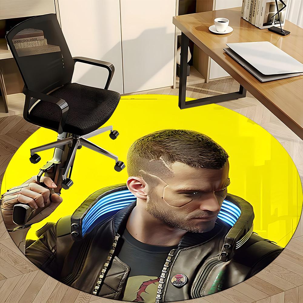1pc Cyberpunk Future Office Round Area Rug, Indoor Mat Suitable For Office,Bedroom Living Room Home Decor, Room Deco a0926199