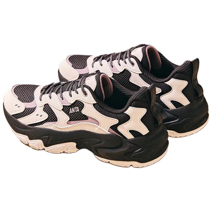 Anta Star Sea 2.0 Minimalistische Mode Stoßdämpfend Rutschfest Atmungsaktiv Low-Top Dad Shoes Damen Sneaker Braun Rosa Weiß 922538839-4