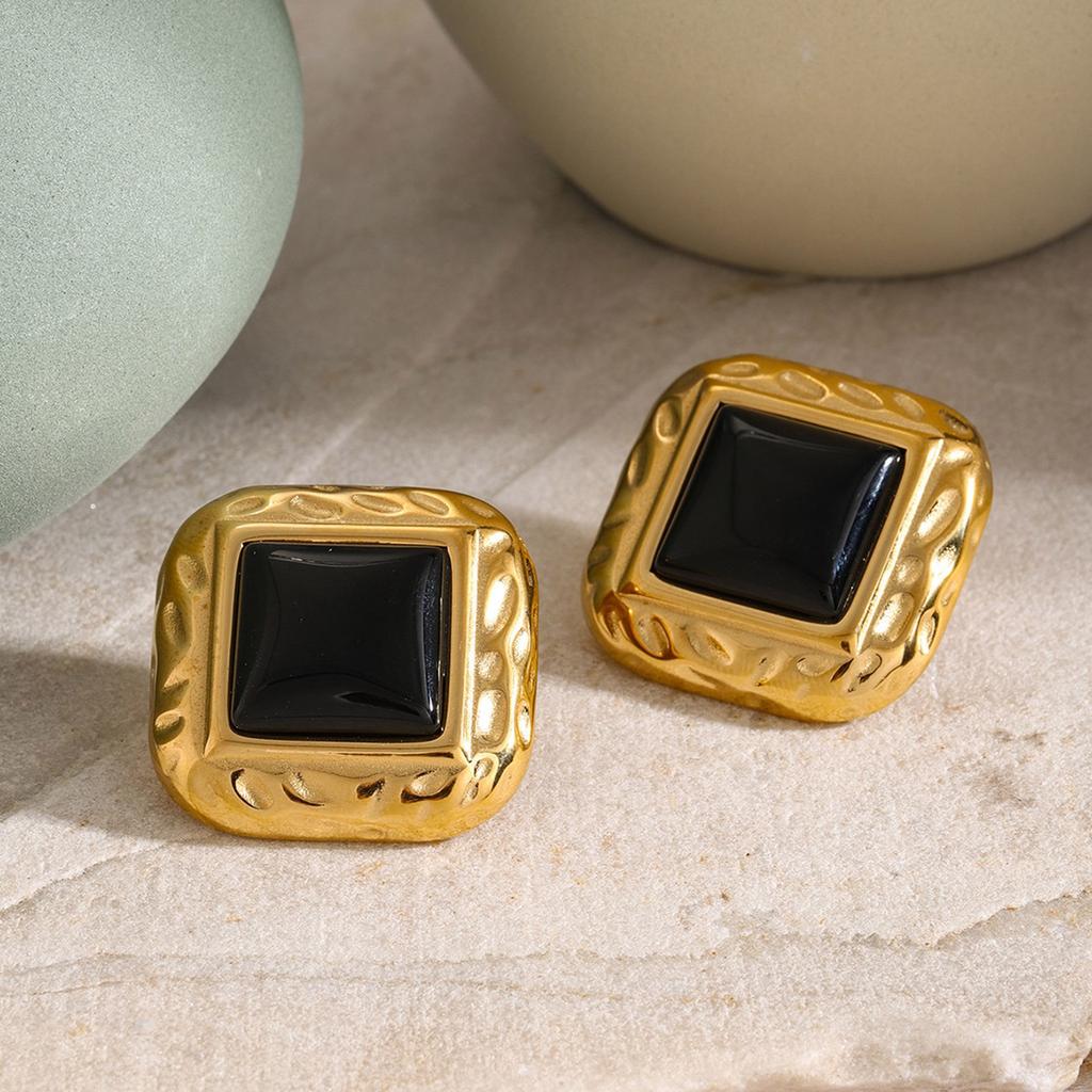 Geometric Elegant Earrings Stainless Steel Texture Ear Jewelry Fashion Square Ear Pin Suitable for Daily and Party Use