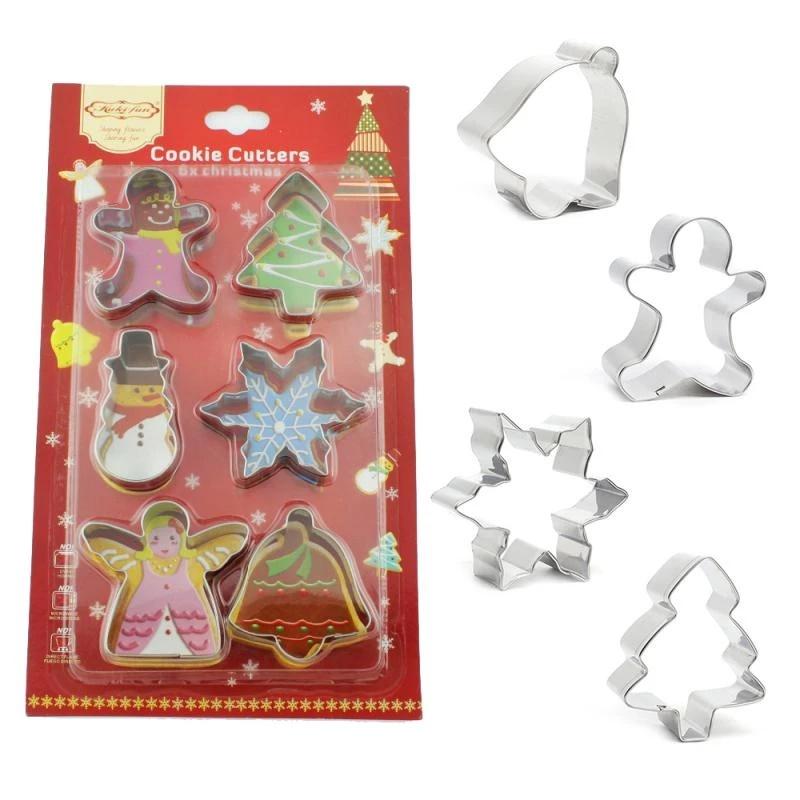 6Pcs/Set Christmas Cookie Cutter Gingerbread Xmas Tree Mold Christmas Cake Decoration Tool Navidad Gift DIY Baking Biscuit Mould
