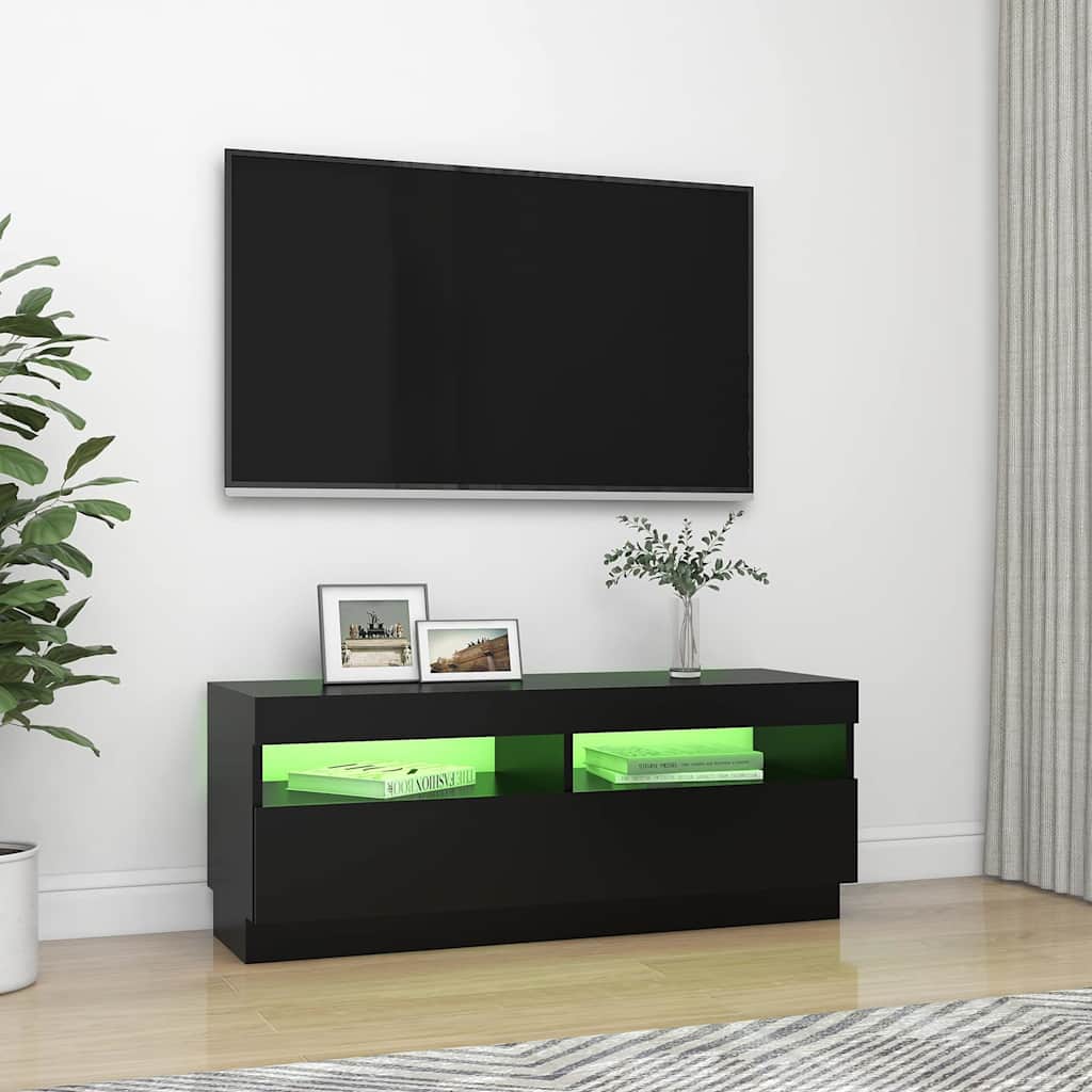 Vidaxl Szafka Pod Tv Z Oświetleniem Led, Czarna, 100X35X40 Cm