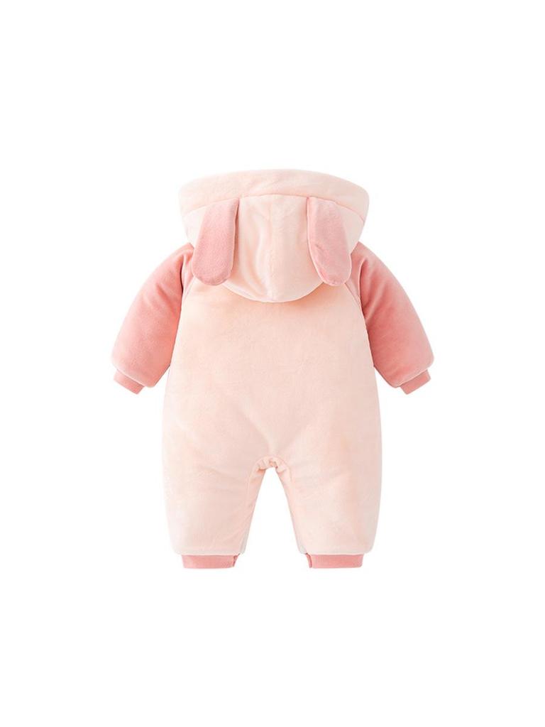 Winter Padded Cotton Jumpsuit for Newborn Girls - Warm, Plus Velvet, Thickened Outerwear