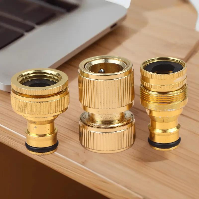 [J] 2pcs Standard Aluminum Hose Connector Set - 4/6'' Tap Fitting Quick Connect For Garden Pipes Hose Connector