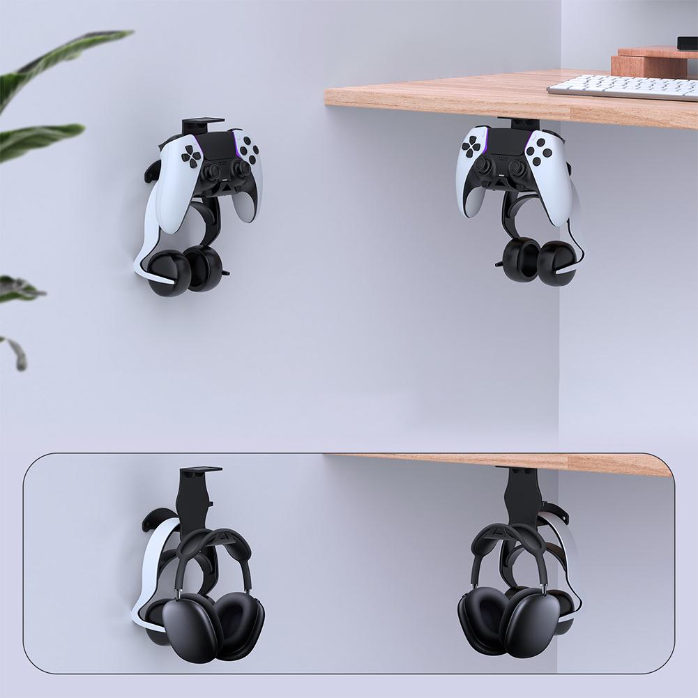 Under Desk/Wall Mount Universal Game Controller Mount Holder Hanger with Headset Stand Wall Rack Wall Mount Wall Hanger For