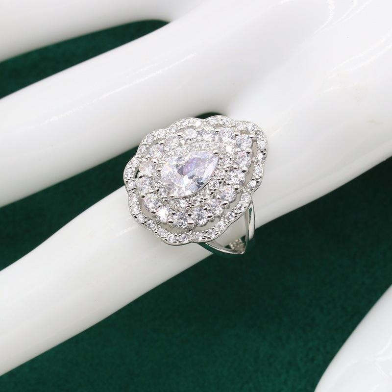 Conjunto de Joias Colar Brinco Anel Zircônia AAA Quente Antialérgico na Europa e nos Estados Unidos